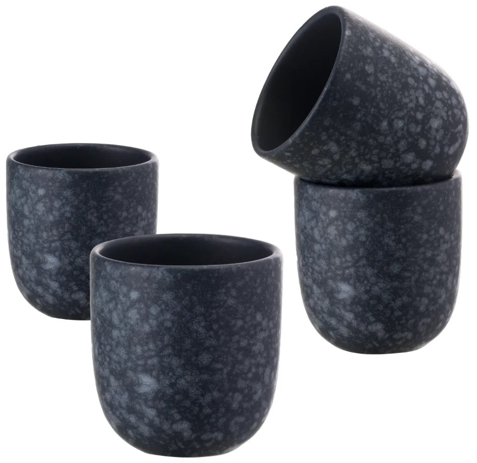 Set Cadou 4 Pahare Ceramica Novum (Granit-Negru, Mat, 150ml) Gresie Glazurata Manual