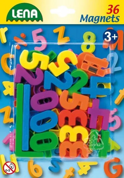 SET CIFRE SI SEMNE MATEMATICE MAGNETICE MULTICOLORE 36 PIESE 3 CM LUNGIME - LENA (LE65747)