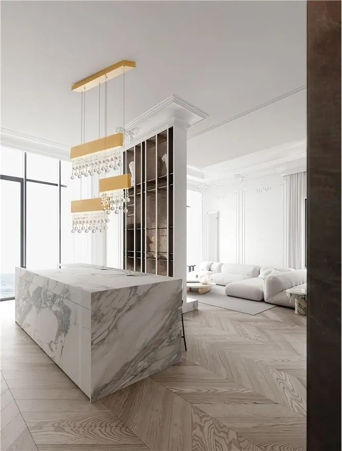 Lustra LED suspendata stil elegant CRISTA aurie