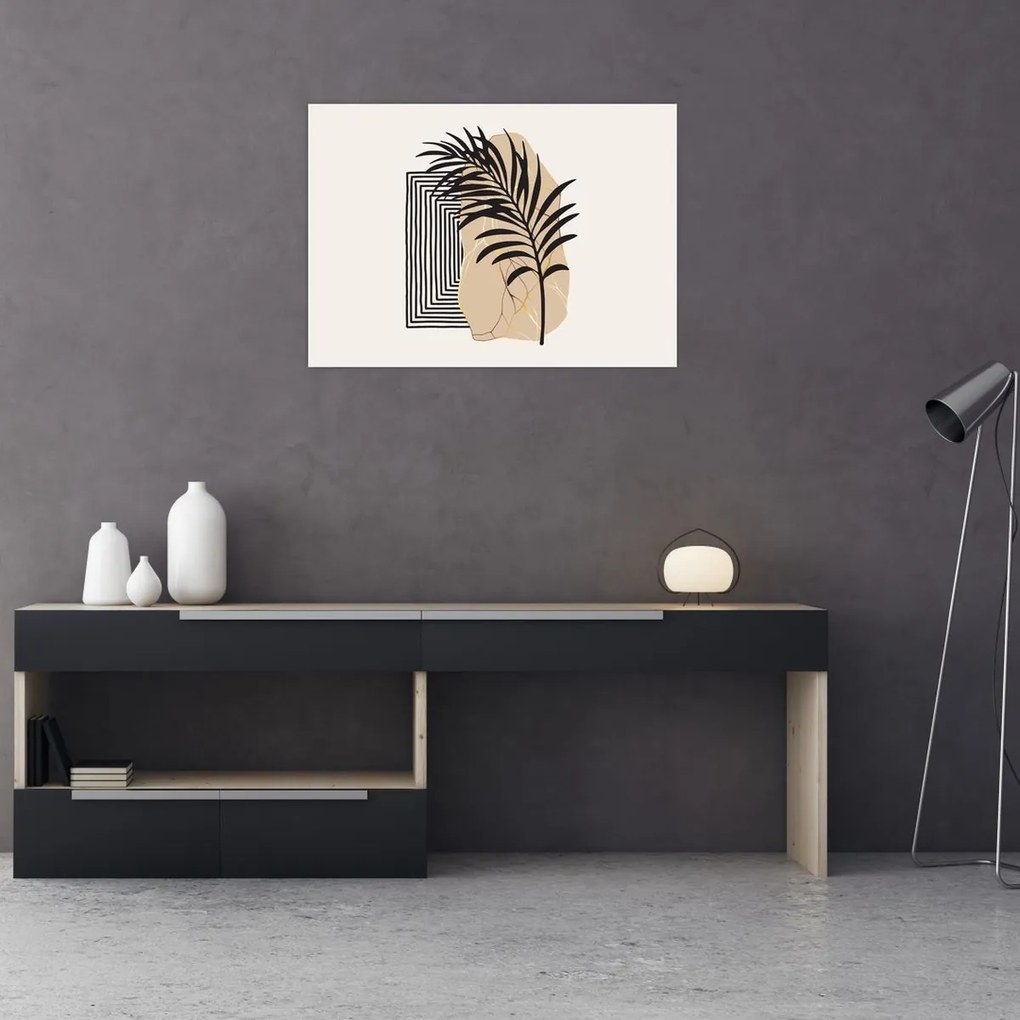 Tablou - Abstracție cu frunze tropicale N⁰3 (70x50 cm)