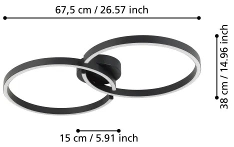 Plafonieră LED RGBW dimabilă Eglo 900955 AMANDOLO 19,5W/230V negru + telecomandă