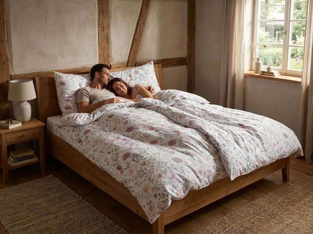 Lenjerie de pat din bumbac Renforcé FLORENO albă Dimensiune lenjerie de pat: 2 buc 70 x 90 cm | 200 x 220 cm