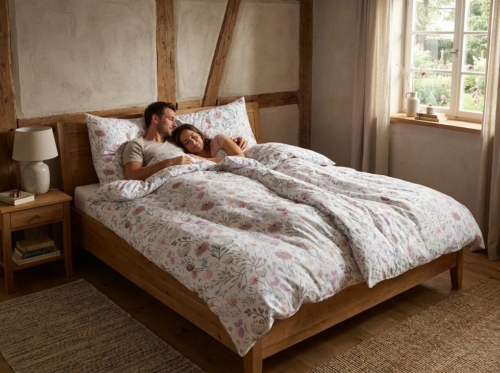 Lenjerie de pat din bumbac Renforcé FLORENO albă Dimensiune lenjerie de pat: 70 x 90 cm | 140 x 220 cm