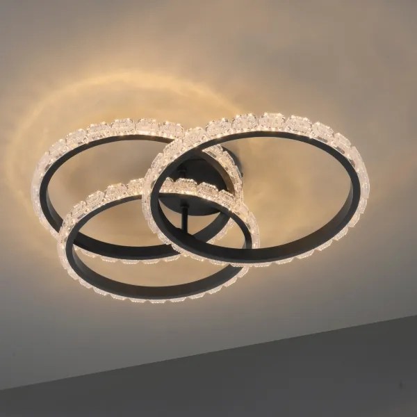 JUST LIGHT. 14734-18 - Plafonieră LED GLITRA LED/37W/230V, Ø 50 cm, neagră