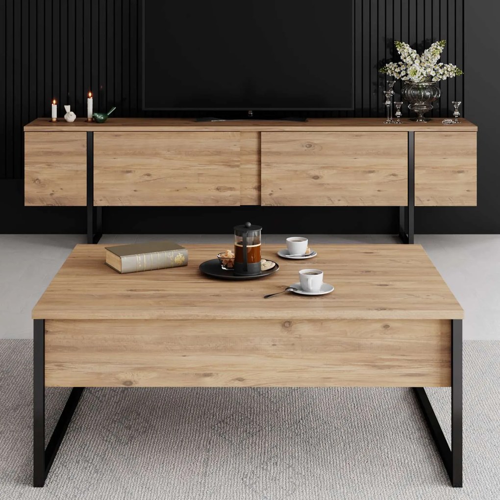 Masă TV Luxurento (Pin Negru). 1127705