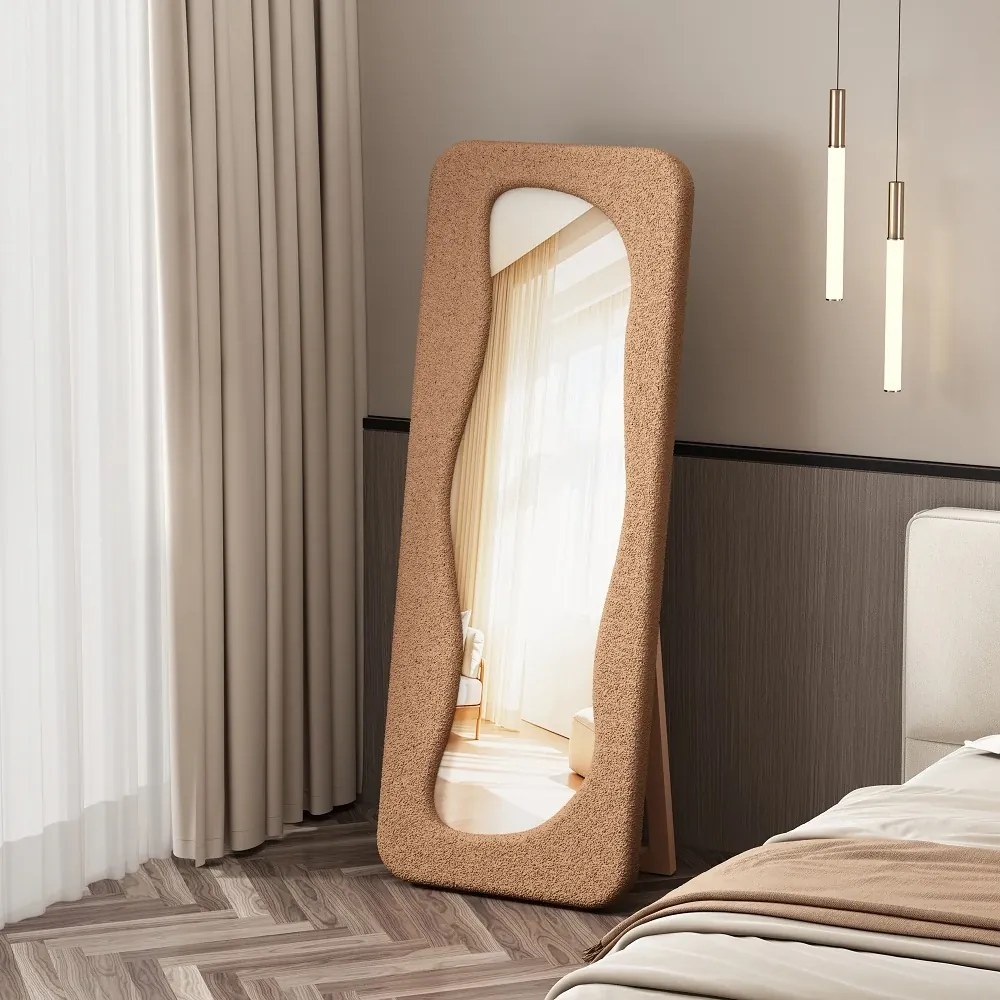 Oglindă decorativa - Montare podea, perete sau montare independenta, cu rama pluș și picior de susținere, 160x60 cm