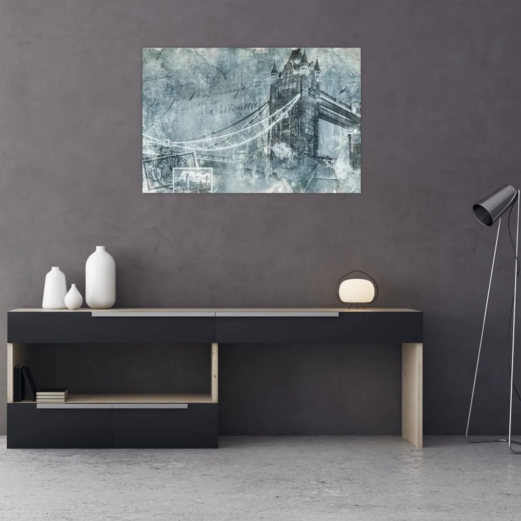 Tablou - Tower Bridge în tonuri reci (90x60 cm)
