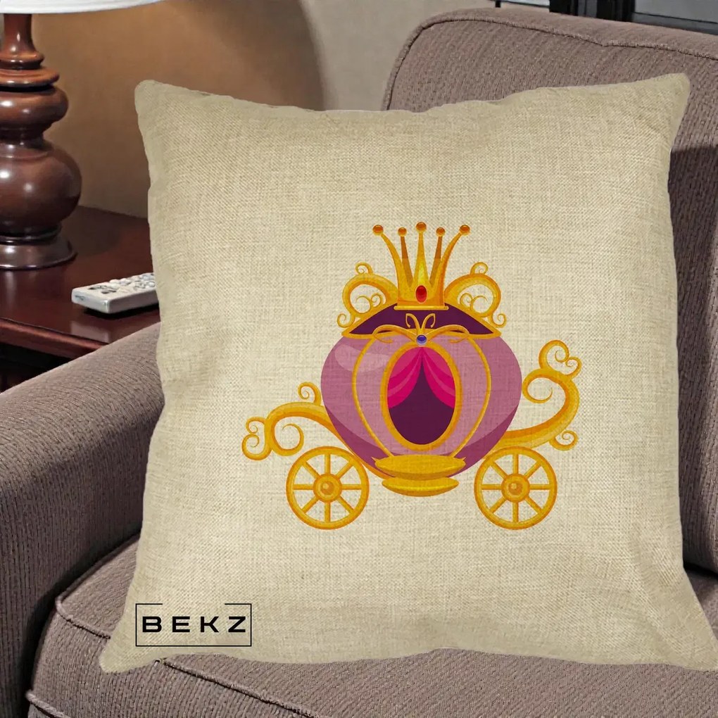 Perna Decorativa Trasura Regala Aurie, 40x40 cm, Crem, Husa Detasabila, Perna Inclusa, BEKZ®