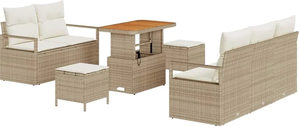 vidaXL Set de canapele pentru grădină cu pernă 8 pcs Bej și crem