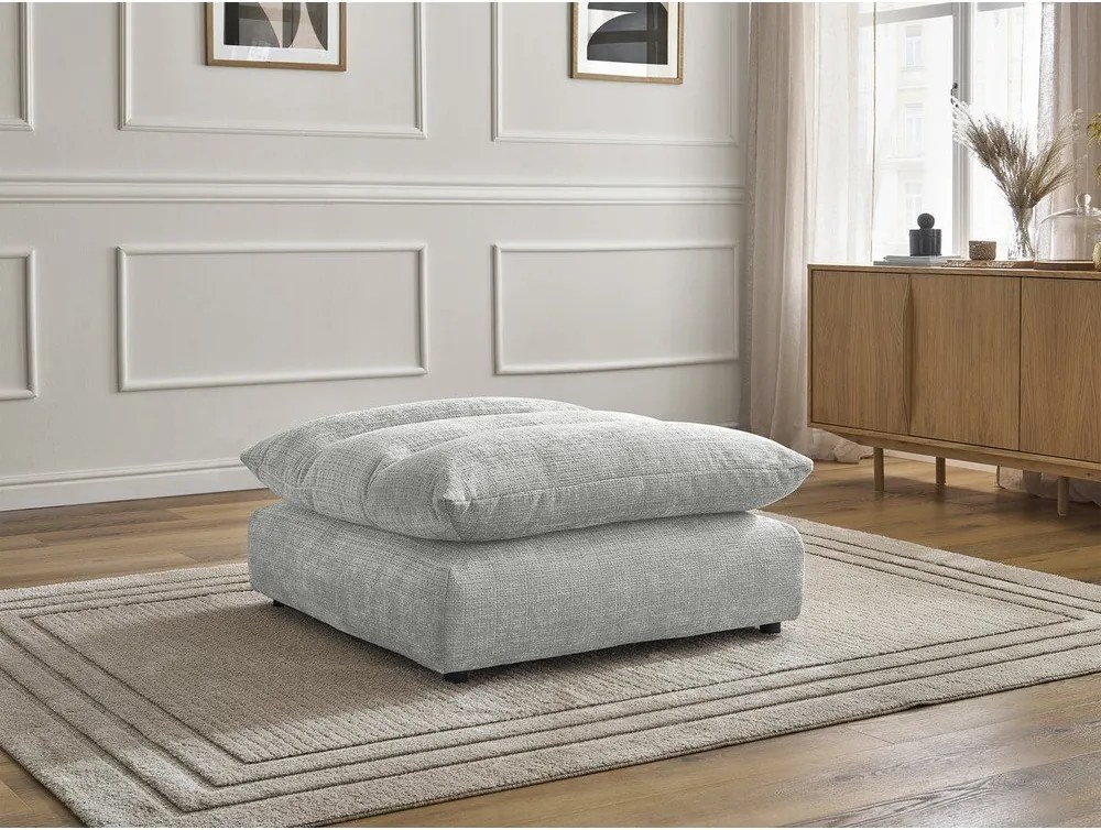 Taburet gri deschis cu tapițerie din chenille Neil – Bobochic Paris