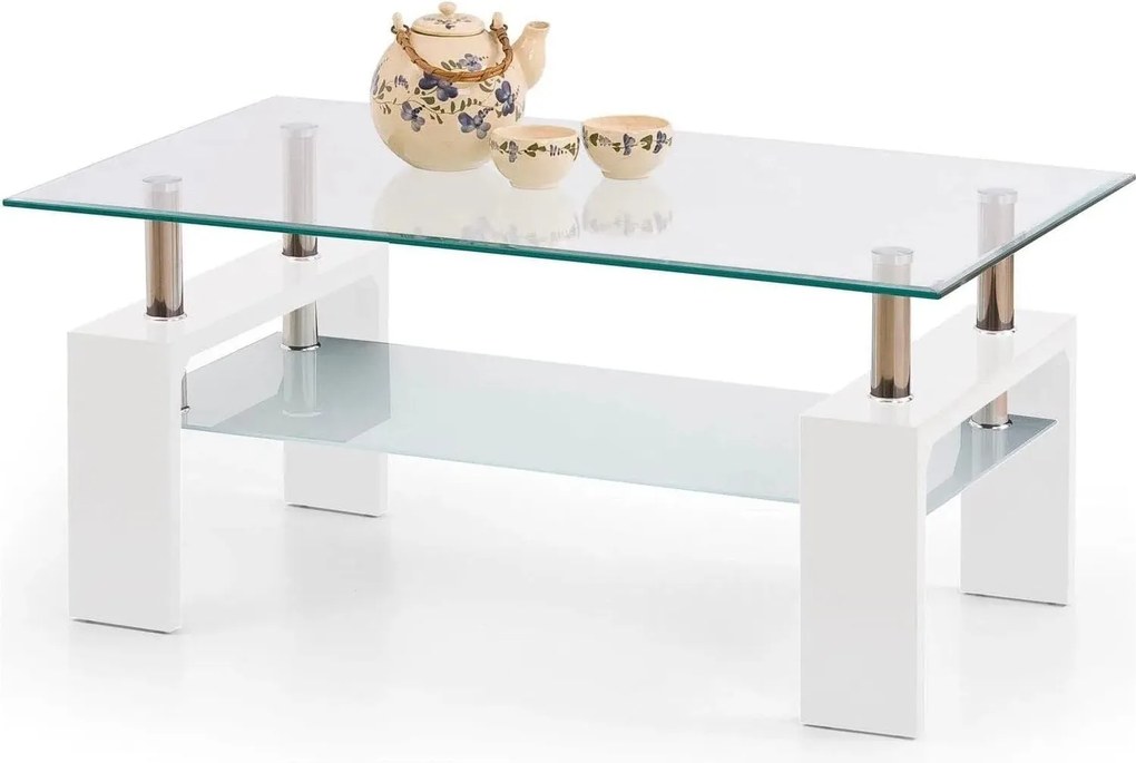 Masuta DIANA INTRO, transparent/alb, 100x60x45 cm