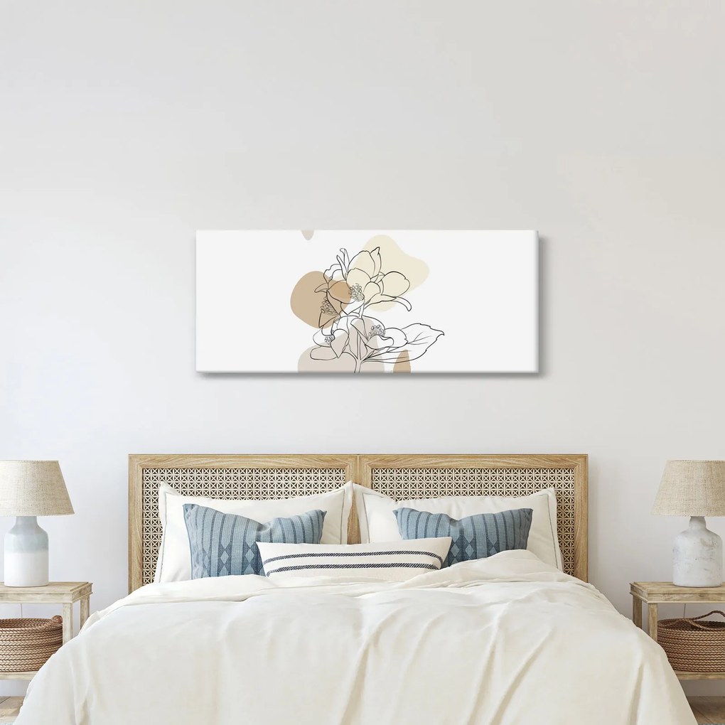 Tablou - Flori bej cu fluture N⁰1 (120x50 cm)