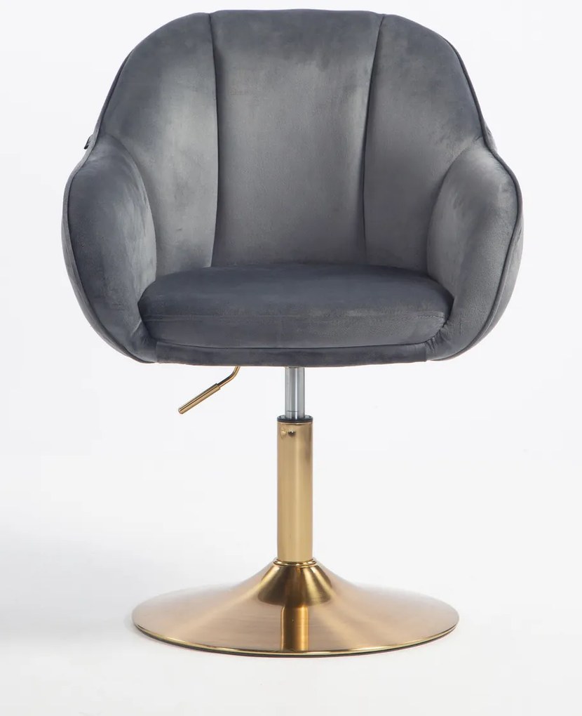 HR2055N Scaun Grafit din Catifea cu Bază Aurie