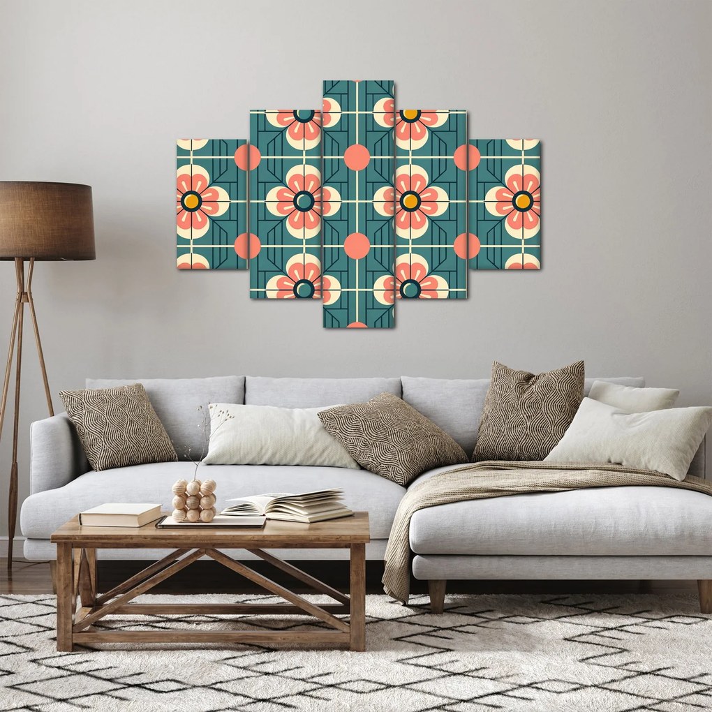 Tablou - Model retro cu flori (150x105 cm)