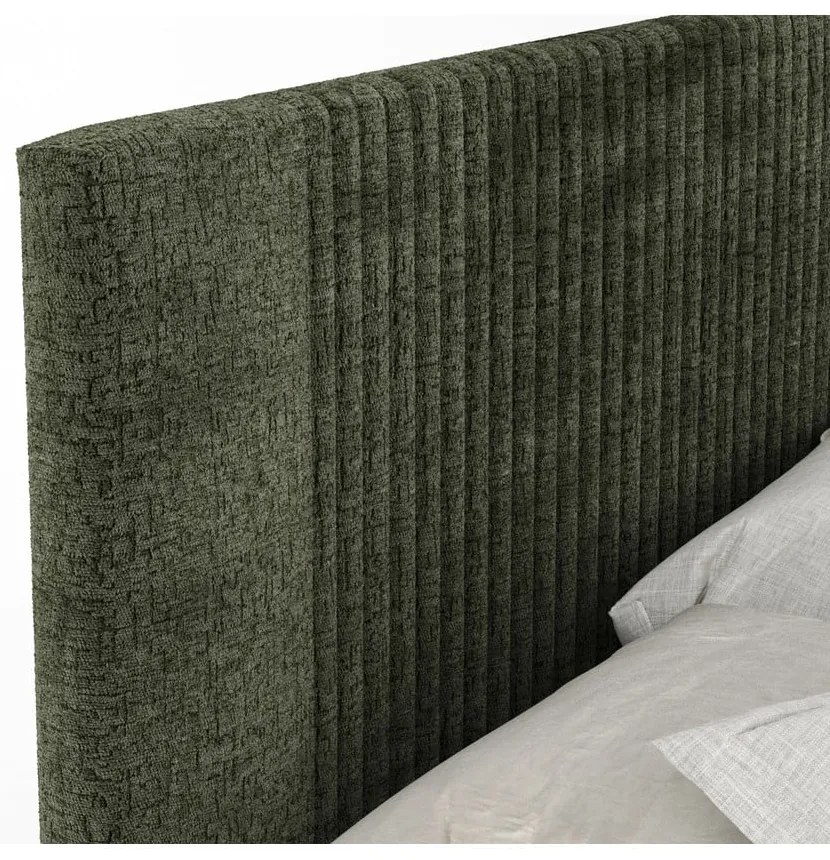 Pat boxspring verde închis cu spațiu de depozitare 200x200 cm Bergamo – Maison de Rêve