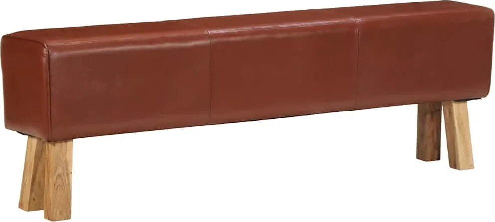 vidaXL Bancă Bok gimnastică maro 160 cm piele naturală/lemn acacia