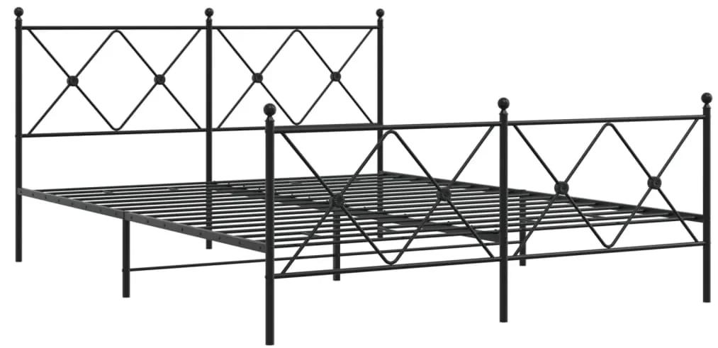 376522 vidaXL Cadru pat metalic cu tăblie de cap/picioare, negru, 150x200 cm