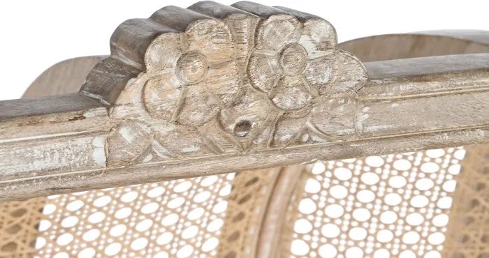 Canapea clasică, stil Louis XV–XVI, din lemn masiv și trestie naturală, Elora 125x58x155 cm