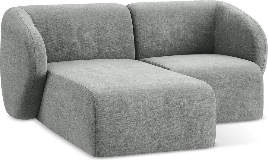 Colțar gri cu tapițerie din chenille (cu colț pe partea stângă/cu șezlong) Lani – Makamii