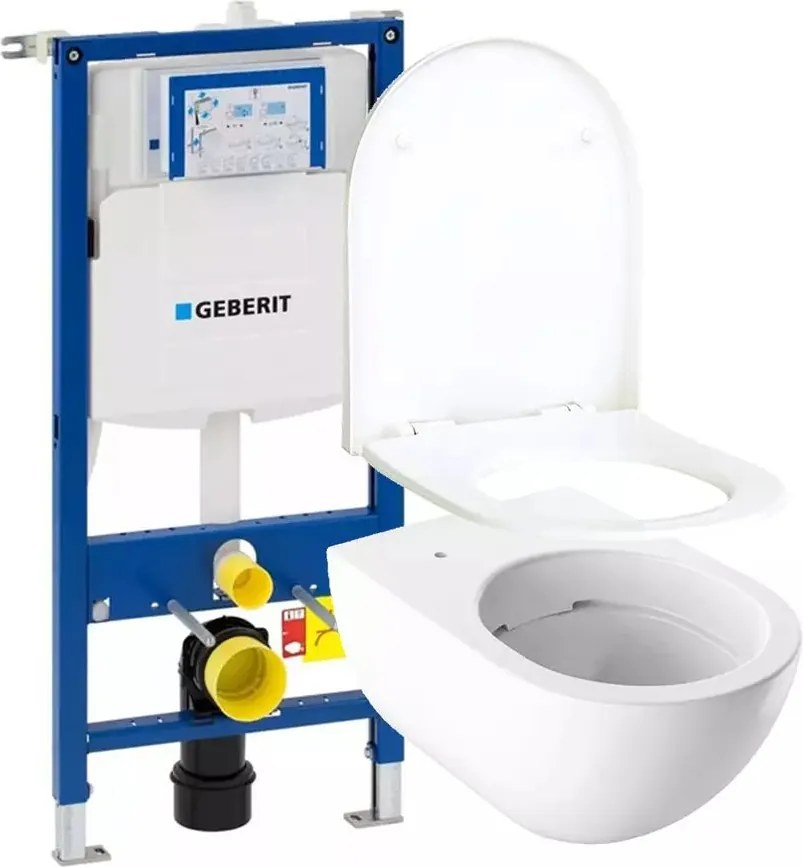 Pachet rezervor wc cu cadru incastrat Geberit Duofix Sigma si vas wc suspendat Geberit Acanto si capac wc Geberit Acanto