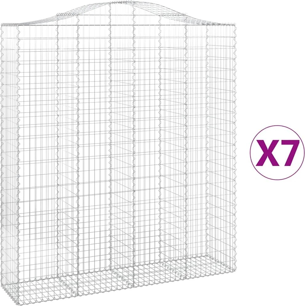 vidaXL Coșuri gabion arcuite, 7 buc, 200x50x220/240cm, fier galvanizat