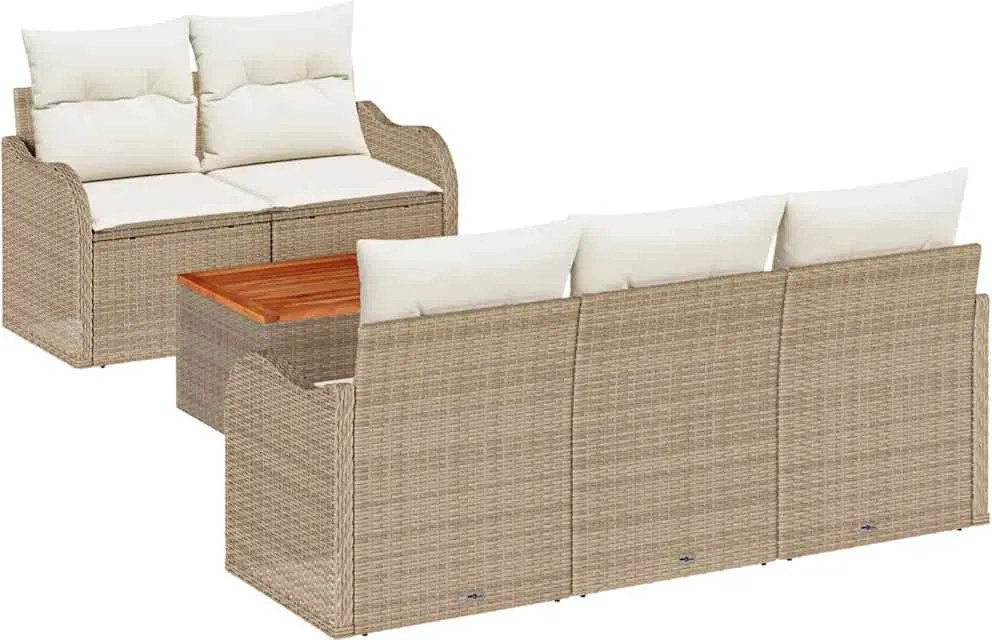 vidaXL Set de canapele pentru grădină 6 pcs Bej și crem poliratan