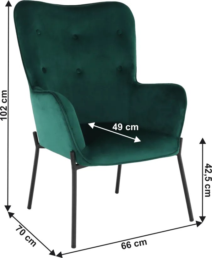 Fotoliu de design, catifea Velvet smarald, SURIL