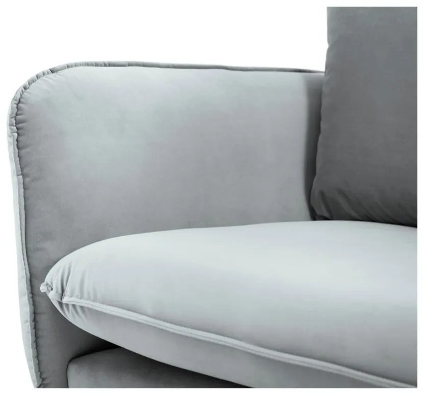 Canapea țesătură catifea Cosmopolitan Design Vienna, 200 cm, gri deschis