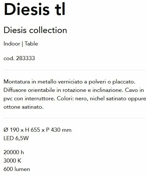 Lampa LED de masa minimalista Diesis tl negru