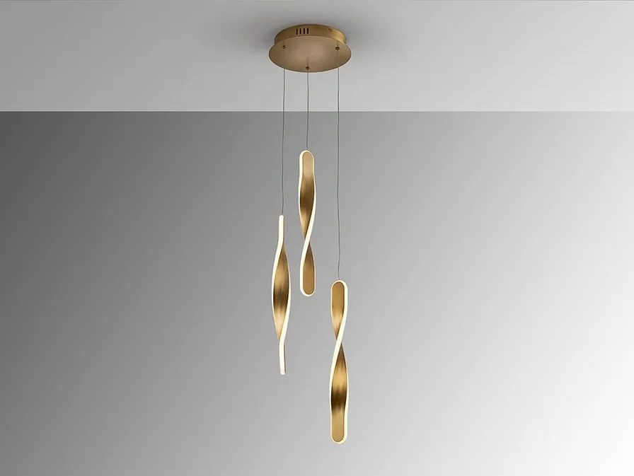 Lustra LED suspendata design modern Twist auriu