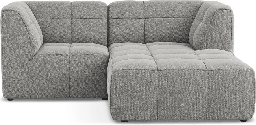 Colțar gri cu tapițerie din țesătură bouclé (cu colț pe partea dreaptă/cu șezlong) Aloha – Makamii