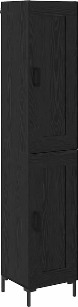 vidaXL Bufet Stejar Negru 34,5 x 34 x 180 cm Lemn compozit