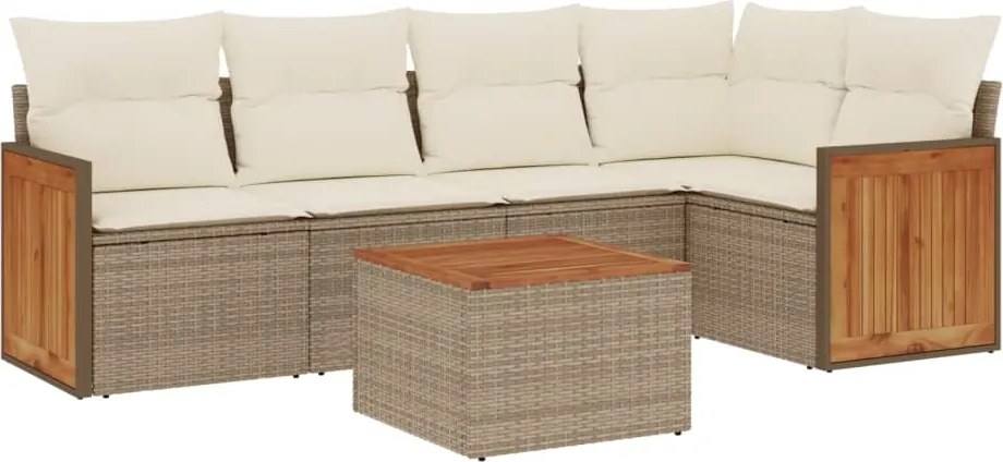 vidaXL Set canapele de grădină cu perne, 6 piese, bej, poliratan