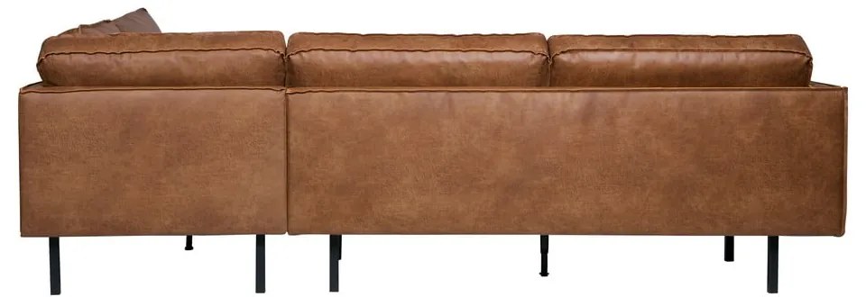 Colțar maro cu tapițerie din imitație de piele (cu colț pe partea dreaptă/în formă de ”L”) Rodeo – WOOOD