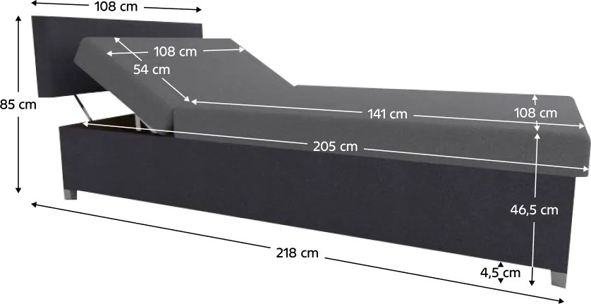 Şezlong extensibil, gri închis/gri, DOMENA