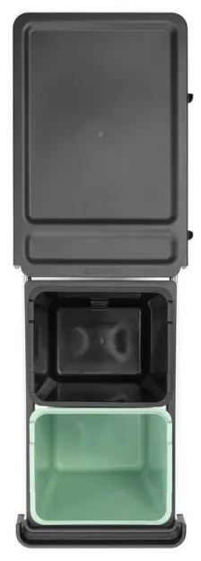 Cos de gunoi colectare selectiva Brabantia Sort&Go 1008862, 2x15 L, Montaj intern cu cadru telescopic, Gri/verde