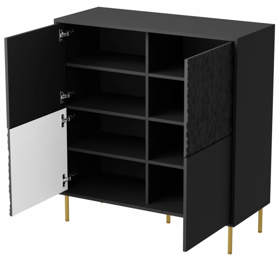 Comoda Bullet KM-2 L100 cm negru/auriu