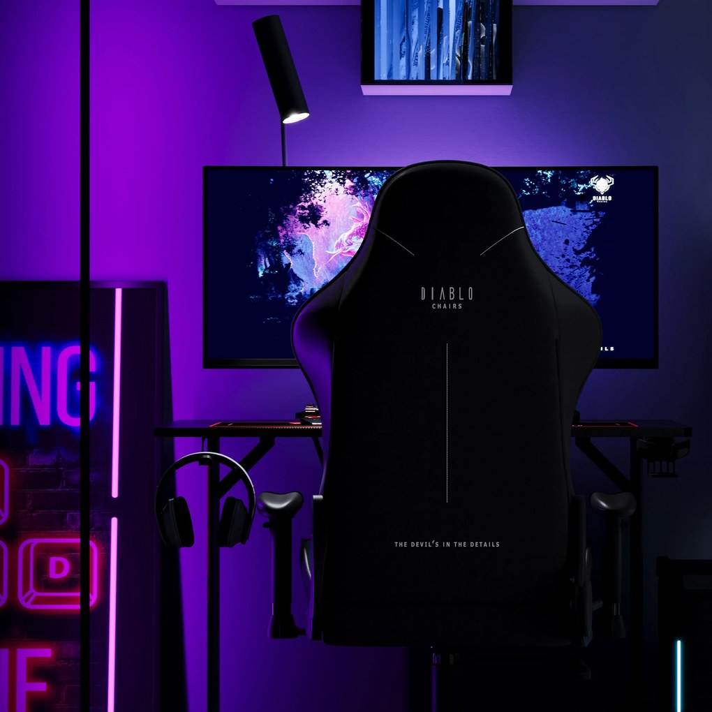 Scaun de gaming Diablo X-Starter din țesătură albastru închis