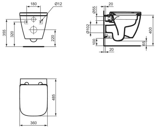 Capac WC Ideal Standard i.life S softclose alb lucios