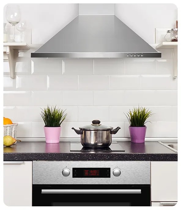 Resigilat: Hota decorativa Tesla DC600SX, Horn, 125 W, 400 m³/h, 2 filtre aluminiu, 62 dB, 3 viteze, Inox