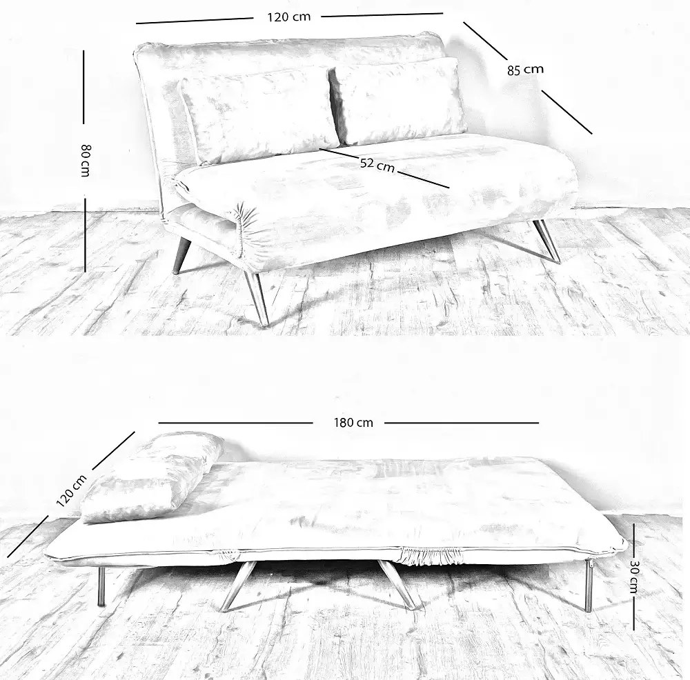 Canapea extensibilă 2 locuri modernă 120x85x80 cm – stofă, bej-gri – Sidney