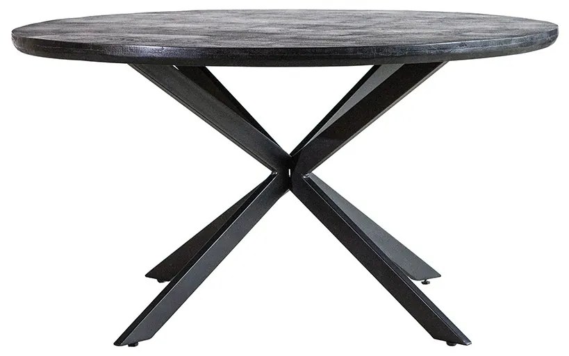 Masa rotunda cu blat din lemn de mango Steven 140x140x76 cm neagra