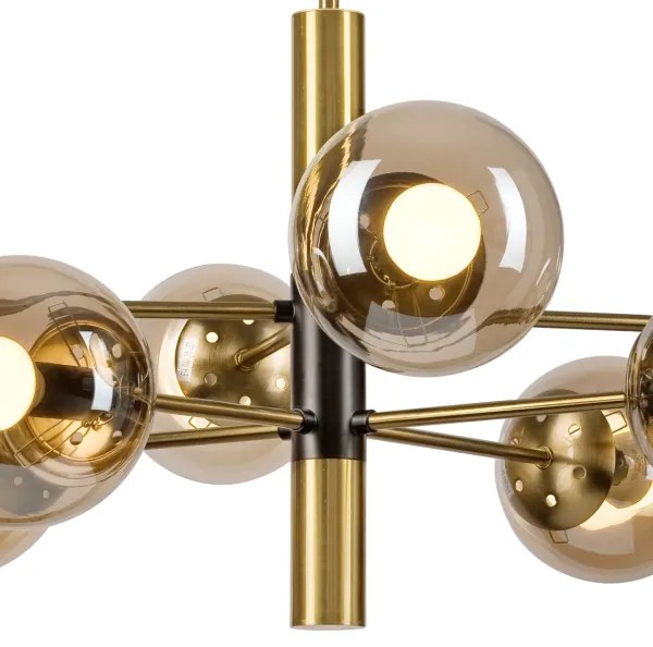 Lustră pe tijă ROLLO 8xE14/5W/230V auriu/fumuriu