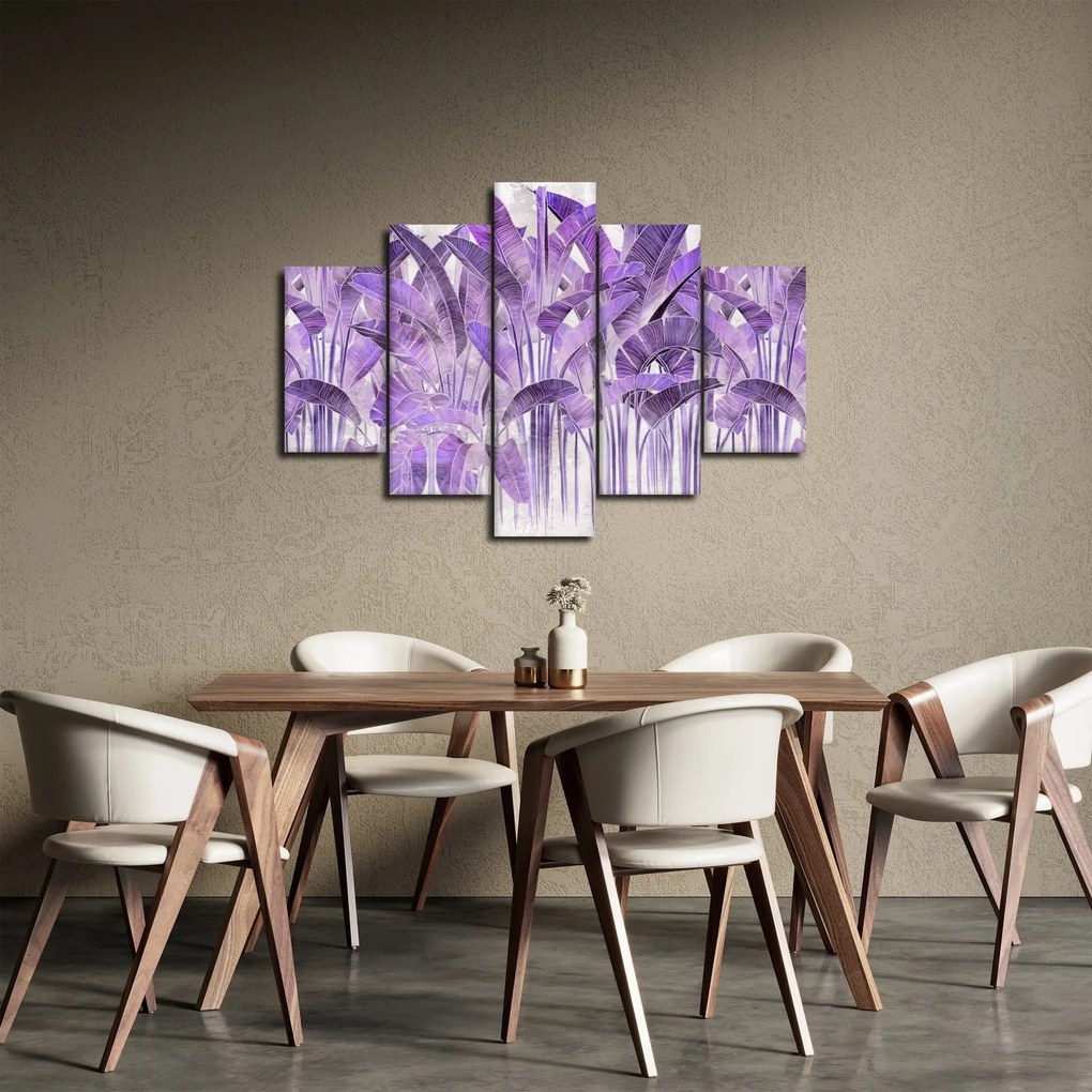 Tablou - Frunze violet în tencuială (150x105 cm)