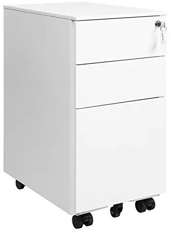 Corp mobil pentru birou / rollbox, 45 x 30 x 60 cm, metal, alb, Songmics