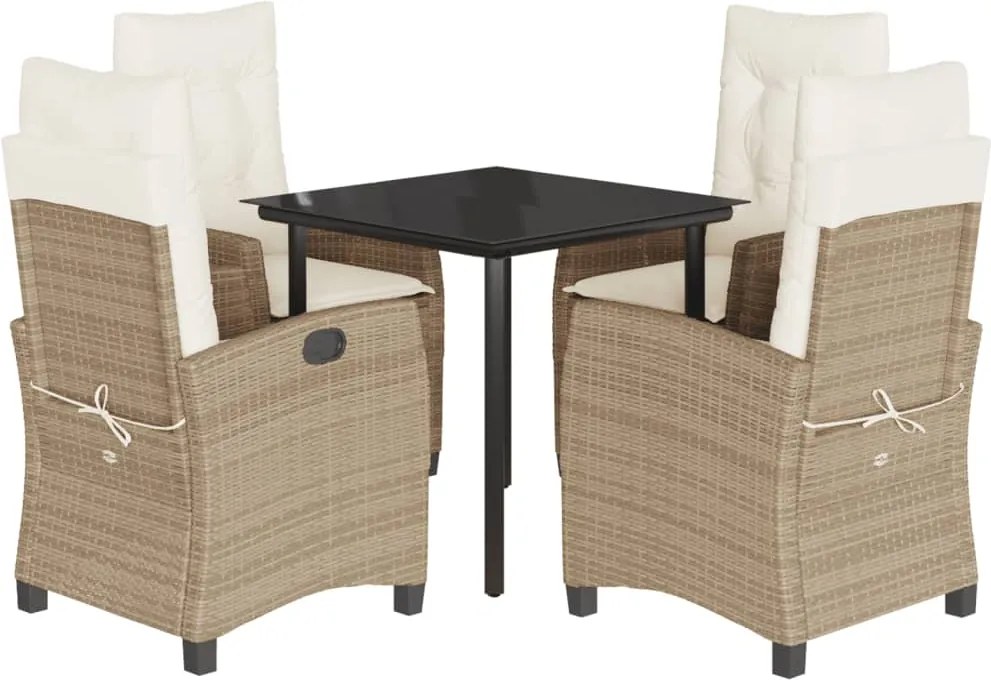 vidaXL Set mobilier de grădină cu perne, 5 piese, bej, poliratan