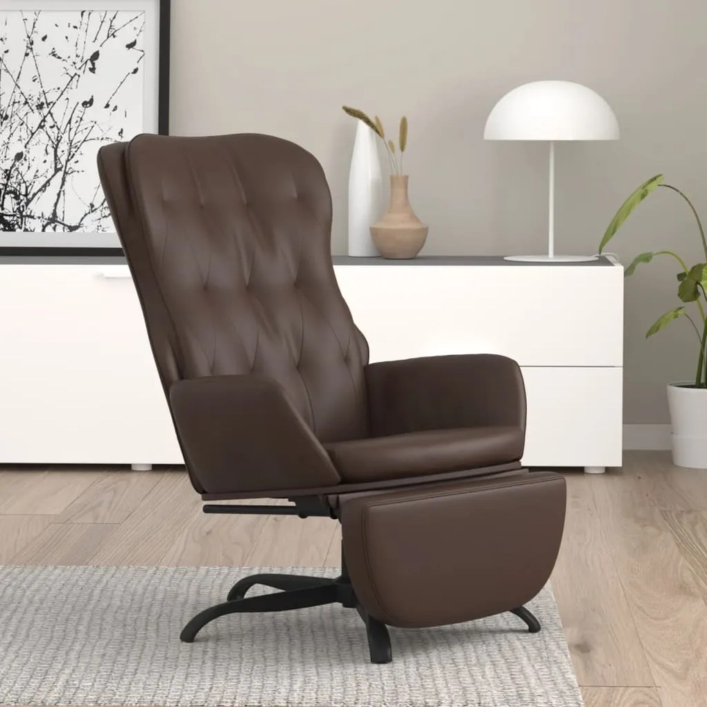 3097687 vidaXL Scaun de relaxare cu taburet, maro, piele ecologică