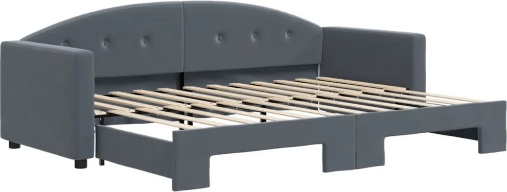vidaXL Pat de zi cu extensie, gri închis, 80x200 cm, catifea