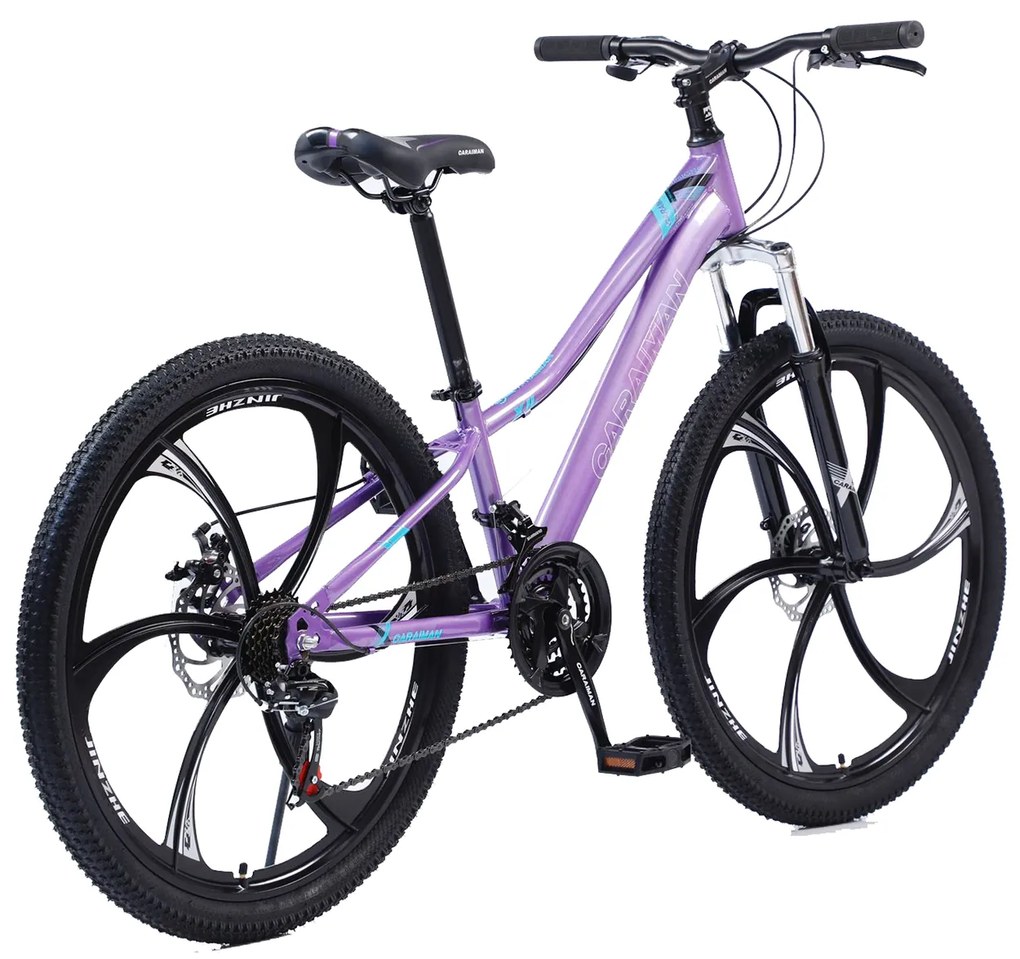 Bicicleta Caraiman, roti 24 sau 26 inch, cadru otel, frane pe disc, mov, BC26