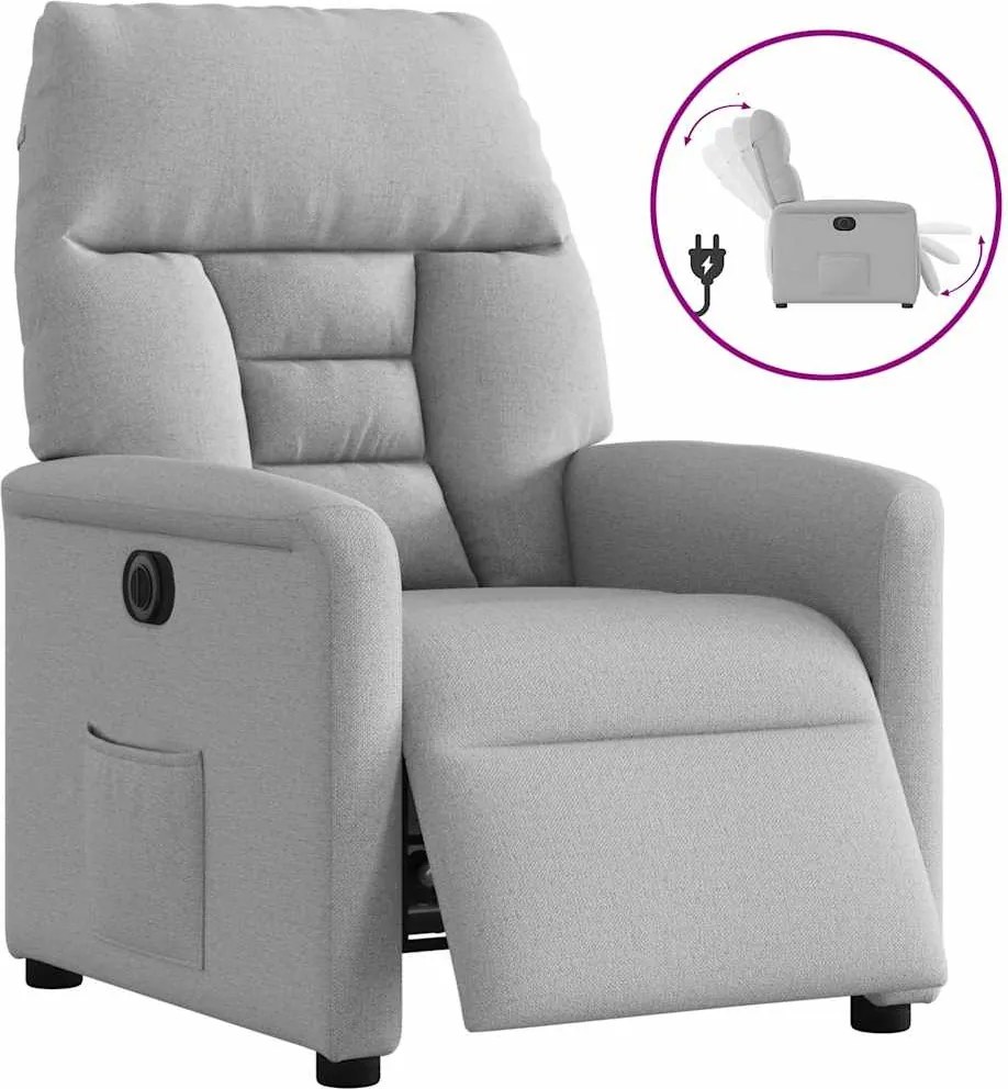 vidaXL Scaun reclinabil electric Cloud Grey Fabric